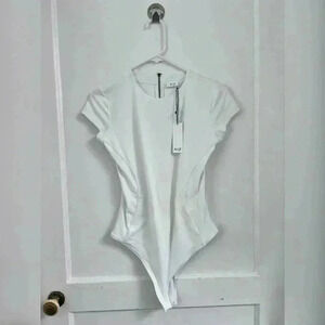 ALIX NYC white cap sleeve thong bodysuit NEW Size M